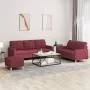 Juego de sofás con cojines 3 piezas tela rojo tinto | Foru.es | Tu tienda online para hogar, jardín y más Foro24.es