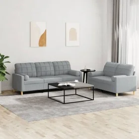 Juego de sofás con cojines 2 piezas tela gris claro von , Sofas - Ref: Foro24-3201322, Preis: 469,52 €, Rabatt: %