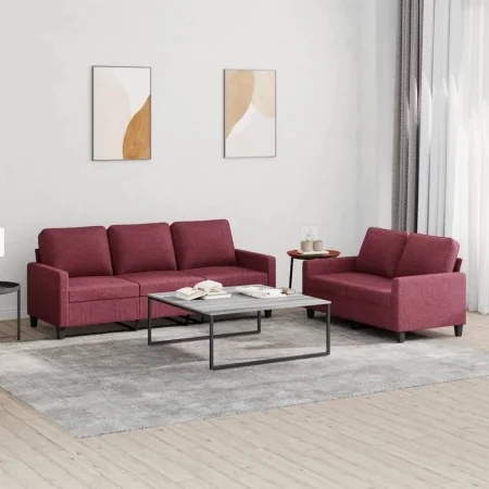 Juego de sofás con cojines 2 piezas tela rojo tinto | Foru.es | Tu tienda online para hogar, jardín y más Foro24.es