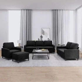 Juego de sofás con cojines 4 piezas terciopelo negro by , Sofas - Ref: Foro24-3201491, Price: 676,41 €, Discount: %