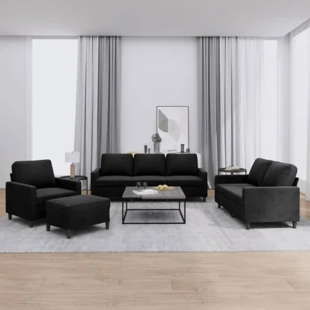 Juego de sofás con cojines 4 piezas terciopelo negro by , Sofas - Ref: Foro24-3201491, Price: 676,41 €, Discount: %