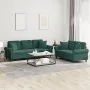 Juego de sofás con cojines 2 piezas terciopelo verde oscuro | Foru.es | Tu tienda online para hogar, jardín y más Foro24.es