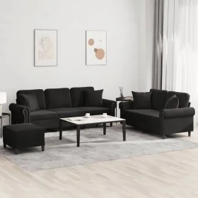 Juego de sofás con cojines 3 piezas terciopelo negro von , Sofas - Ref: Foro24-3202285, Preis: 640,24 €, Rabatt: %