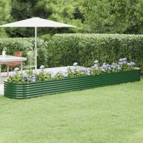 Jardinera arriate acero recubrimiento polvo verde 440x80x36 cm by , Pots and planters - Ref: Foro24-318933, Price: 67,54 €, D...