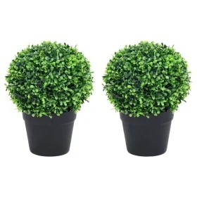 Plantas de boj artificial 2 uds forma bola maceta verde 27 cm by , artificial flora - Ref: Foro24-336520, Price: 37,78 €, Dis...