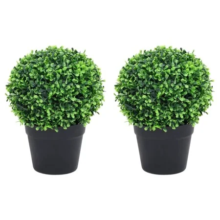 Plantas de boj artificial 2 uds forma bola maceta verde 27 cm by , artificial flora - Ref: Foro24-336520, Price: 37,78 €, Dis...