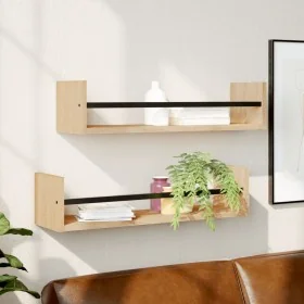 Estantes de pared con barras 2 uds roble Sonoma 60x16x14 cm by , Shelves and shelves - Ref: Foro24-835435, Price: 25,36 €, Di...