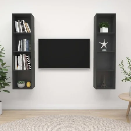Muebles de salón de pared 2 piezas madera de ingeniería gris | Foru.es | Tu tienda online para hogar, jardín y más Foro24.es