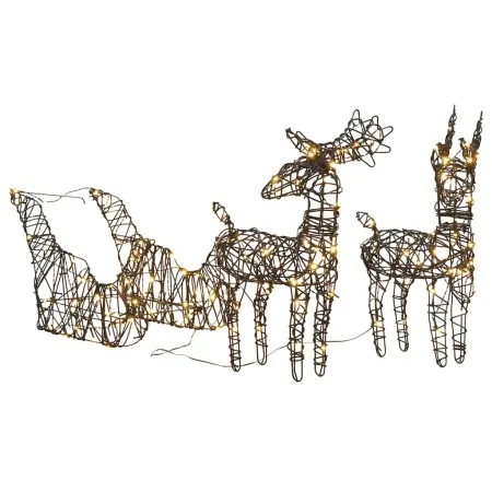 Reno y trineo de Navidad 160 LED ratán blanco cálido | Foru.es | Tu tienda online para hogar, jardín y más Foro24.es