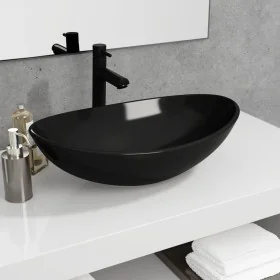 Lavabo de vidrio templado negro 54,5x35x15,5 cm de , Lavabos - Ref: Foro24-345250, Precio: 106,27 €, Descuento: %