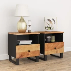Mesitas de noche 2 uds madera maciza acacia y contrachapada de , Mesitas de noche - Ref: Foro24-350651, Precio: 111,66 €, Des...