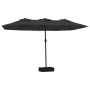 Sombrilla doble de jardín con luces LED negro 449x245 cm de , Sombrillas - Ref: Foro24-362959, Precio: 196,93 €, Descuento: -5%%