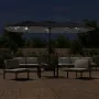 Sombrilla doble de jardín con luces LED negro 449x245 cm de , Sombrillas - Ref: Foro24-362959, Precio: 196,93 €, Descuento: -5%%