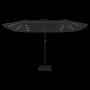 Sombrilla doble de jardín con luces LED negro 449x245 cm de , Sombrillas - Ref: Foro24-362959, Precio: 196,93 €, Descuento: -5%%