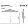 Madison Sombrilla de jardín redonda Tenerife gris 300 cm | Foru.es | Tu tienda online para hogar, jardín y más Foro24.es