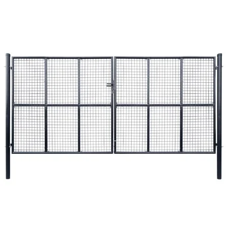 Puerta de malla de jardín acero galvanizado 400x175 cm gris de , Puertas de jardín - Ref: Foro24-143378, Precio: 659,05 €, De...
