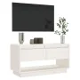 Mueble de TV de madera maciza de pino blanco 74x34x40 cm de , Muebles TV - Ref: Foro24-813840, Precio: 42,39 €, Descuento: -5%%