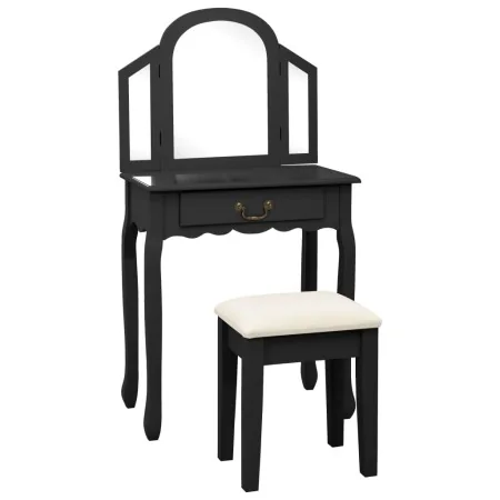 Tocador y taburete madera paulownia negro 65x36x128 cm | Foru.es | Tu tienda online para hogar, jardín y más Foro24.es