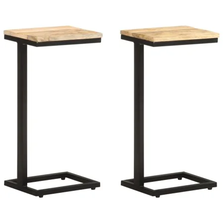 Mesitas auxiliares 2 uds madera mango rugosa 31,5x24,5x64,5 cm | Foru.es | Tu tienda online para hogar, jardín y más Foro24.es