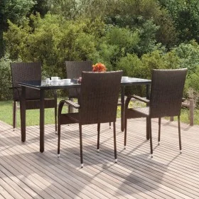 Juego de comedor de jardín 5 piezas ratán sintético marrón de , Conjuntos de jardín - Ref: Foro24-3156660, Precio: 363,06 €, ...
