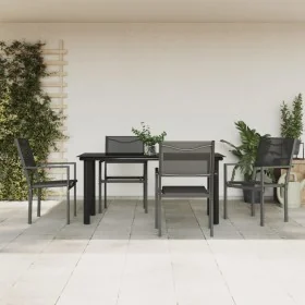 Juego de comedor para jardín 5 piezas acero y textilene negro de , Conjuntos de jardín - Ref: Foro24-3200730, Precio: 325,74 ...