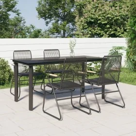 Juego de comedor de jardín 5 piezas ratán PVC negro de , Conjuntos de jardín - Ref: Foro24-3156572, Precio: 347,89 €, Descuen...