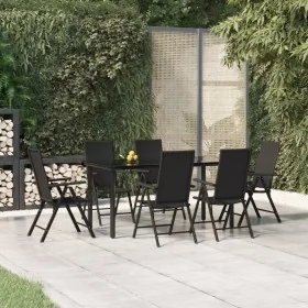Juego de comedor de jardín 7 piezas ratán sintético negro de , Conjuntos de jardín - Ref: Foro24-3156513, Precio: 508,10 €, D...