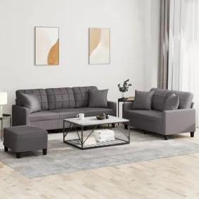 Juego de sofás con cojines 3 piezas cuero sintético gris de , Sofás - Ref: Foro24-3201395, Precio: 500,72 €, Descuento: -5%%