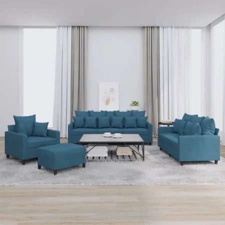 Juego de sofás con cojines 4 piezas terciopelo azul | Foru.es | Tu tienda online para hogar, jardín y más Foro24.es