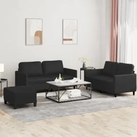 Juego de sofás con cojines 3 piezas cuero sintético negro de , Sofás - Ref: Foro24-3201755, Precio: 455,03 €, Descuento: -5%%