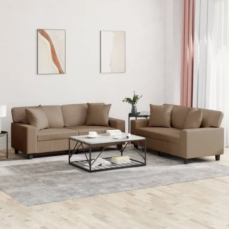 Juego de sofás con cojines 2 piezas cuero sintético capuchino | Foru.es | Tu tienda online para hogar, jardín y más Foro24.es