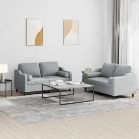 Juego de sofás con cojines 2 piezas tela gris claro by , Sofas - Ref: Foro24-3201818, Price: 455,31 €, Discount: -5%%