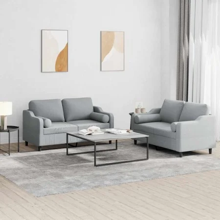 Juego de sofás con cojines 2 piezas tela gris claro by , Sofas - Ref: Foro24-3201818, Price: 455,31 €, Discount: -5%%