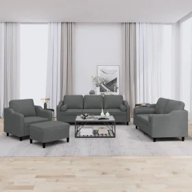 Juego de sofás con cojines 4 piezas tela gris oscuro by , Sofas - Ref: Foro24-3201795, Price: 712,36 €, Discount: -5%%