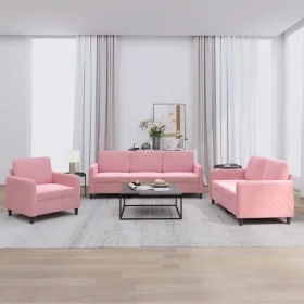 Juego de sofás 3 piezas terciopelo rosa de , Sofás - Ref: Foro24-3201937, Precio: 698,82 €, Descuento: -5%%