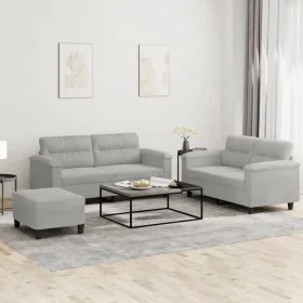 Juego de sofás con cojines 3 piezas tela microfibra gris claro de , Sofás - Ref: Foro24-3202321, Precio: 494,20 €, Descuento:...
