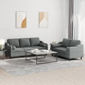 Juego de sofás con cojines 2 piezas tela gris oscuro by , Sofas - Ref: Foro24-3201851, Price: 500,82 €, Discount: -5%%