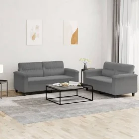 Juego de sofás con cojines 2 piezas tela microfibra gris oscuro von , Sofas - Ref: Foro24-3202316, Preis: 457,67 €, Rabatt: -5%%