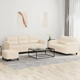 Juego de sofás con cojines 3 piezas tela microfibra beige by , Sofas - Ref: Foro24-3202349, Price: 642,18 €, Discount: -5%%
