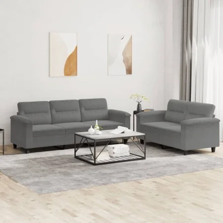 Juego de sofás con cojines 2 piezas tela microfibra gris oscuro | Foru.es | Tu tienda online para hogar, jardín y más Foro24.es