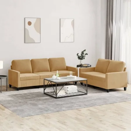 Juego de sofás con cojines 2 piezas terciopelo marrón de , Sofás - Ref: Foro24-3201523, Precio: 472,95 €, Descuento: -5%%