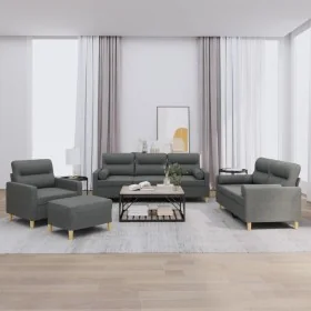 Juego de sofás con cojines 4 piezas tela gris oscuro von , Sofas - Ref: Foro24-3201561, Preis: 683,94 €, Rabatt: -5%%