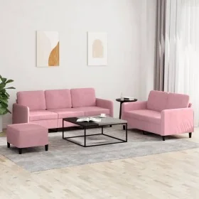 Juego de sofás 3 piezas terciopelo rosa de , Sofás - Ref: Foro24-3202027, Precio: 575,42 €, Descuento: -5%%