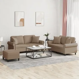 Juego de sofás con cojines 3 piezas cuero sintético capuchino von , Sofas - Ref: Foro24-3202169, Preis: 524,31 €, Rabatt: -5%%