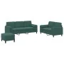 Juego de sofás con cojines 3 piezas terciopelo verde oscuro de , Sofás - Ref: Foro24-3202046, Precio: 644,03 €, Descuento: -5%%