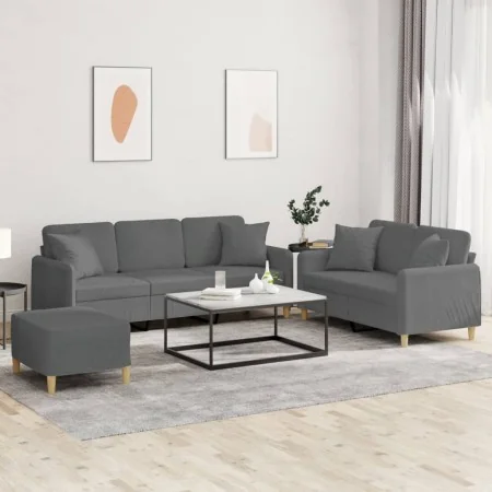 Juego de sofás con cojines 3 piezas tela gris oscuro by , Sofas - Ref: Foro24-3202143, Price: 546,28 €, Discount: -5%%