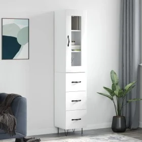 Aparador alto madera contrachapada blanco brillo 34,5x34x180 cm by , Sideboards - Ref: Foro24-3199267, Price: 122,40 €, Disco...