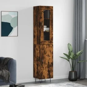 Aparador de madera contrachapada roble ahumado 34,5x34x180 cm de , Aparadores - Ref: Foro24-3199206, Precio: 102,43 €, Descue...