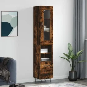 Aparador de madera contrachapada roble ahumado 34,5x34x180 cm by , Sideboards - Ref: Foro24-3199334, Price: 104,97 €, Discoun...