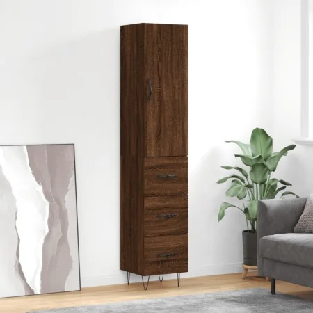 Aparador alto madera contrachapada roble marrón 34,5x34x180 cm | Foru.es | Tu tienda online para hogar, jardín y más Foro24.es